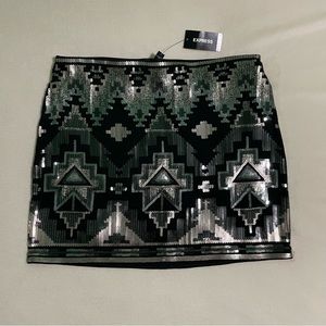Express NWT Black Sequin Mini Skirt Size XS